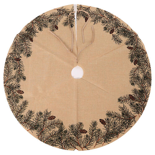 Brown Tree Skirt with Pine Cones 90 cm 1