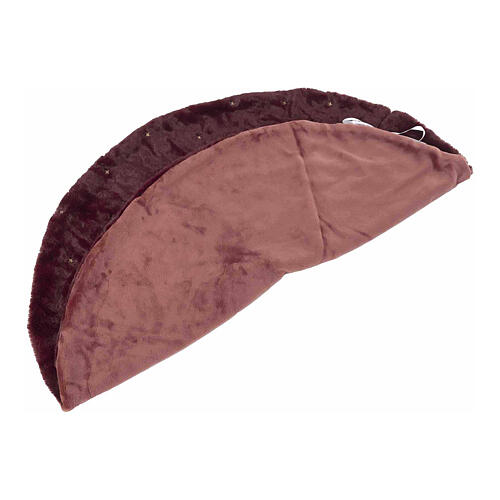 Cache-pied sapin de Noël bordeaux broderies étoiles 90 cm 5