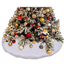 Copribase albero di Natale bianco ricami stelle argento 90 cm 