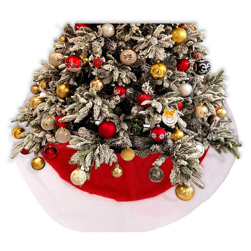 White and red Christmas tree base cover 85 cm 2