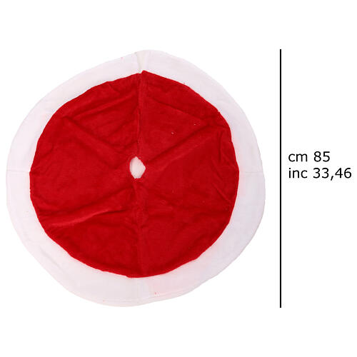 White and red Christmas tree base cover 85 cm 3