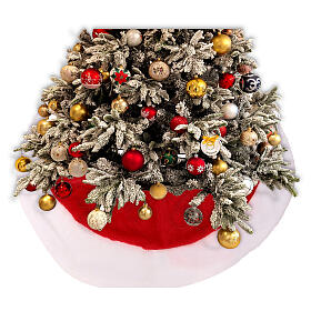 White and Red Christmas Tree Skirt Base Cover, 85 cm