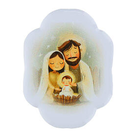 Magnetic souvenir of porcelain resin with the Holy Family, 2.5x1.8 in