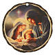 Nativity scene tree decoration 9x9 cm printed in wood s1