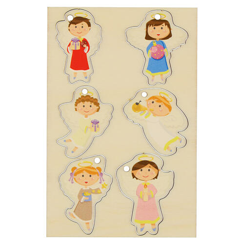 Colgantes navideños de álamo con angelitos 13x8,5 cm 1