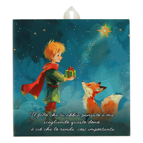 Tuile 10x10 cm Petit Prince offrant un cadeau au renard 1