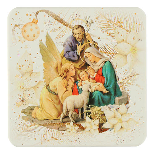 Quadretto in legno con Natività 10x10 cm 1