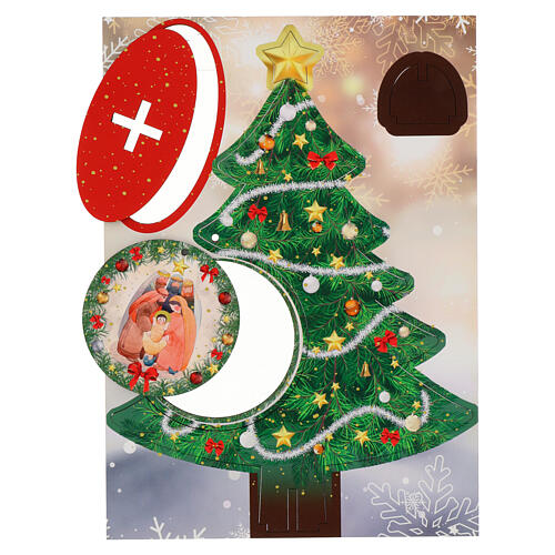 Weihnachtsbaum doppelseitig mit Darstellung der Geburt Christi, steckbar, Pappelholz, 22 × 31 cm 3