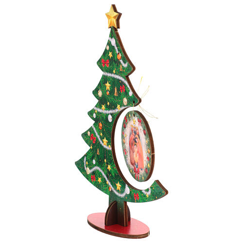 Weihnachtsbaum doppelseitig mit Darstellung der Geburt Christi, steckbar, Pappelholz, 22 × 31 cm 4