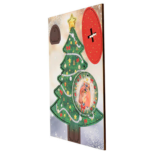 Weihnachtsbaum doppelseitig mit Darstellung der Geburt Christi, steckbar, Pappelholz, 22 × 31 cm 5