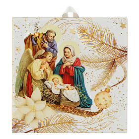 Holy Family tile 10 x 10 cm with satin loop