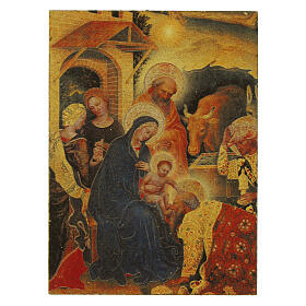 Wooden icon, Adoration of the Magi by Fabriano, 4x3 in