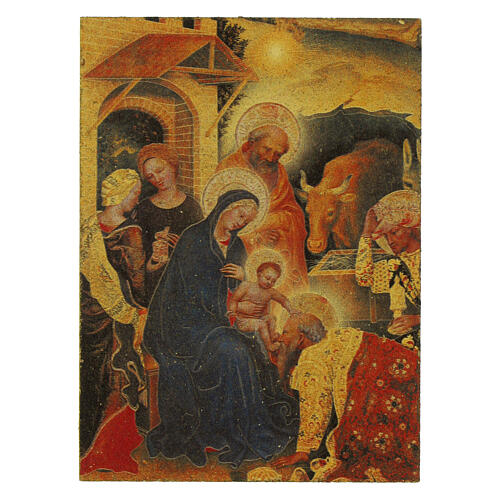 Icona legno Adorazione dei Magi Fabriano 10x7,5 cm 1