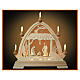 Arco navideño madera Val Gardena natural Natividad 40x40 cm LED s3