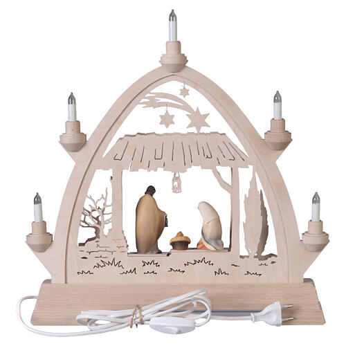 Christmas arch of Val Gardena painted wood, Nativity Scene, 16x16 in 7