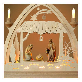 Arco Natal madeira Val Gardena Natividade 40x40 cm LED pintado