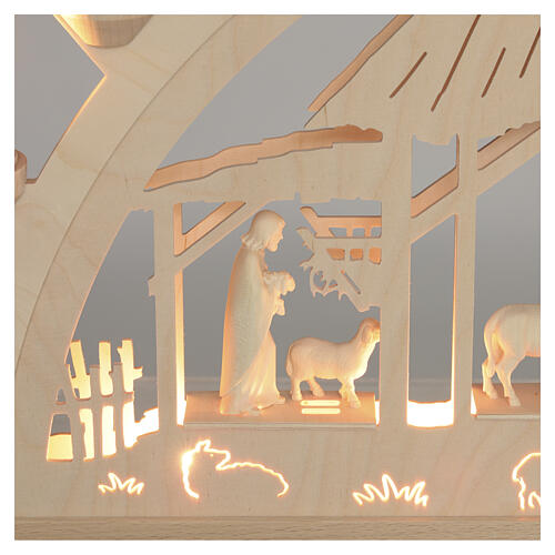 Arco natalizio 9 figure 8 cm Paul legno naturale Val Gardena LED 40x65x5 cm 7