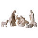Arco natalizio 9 figure 8 cm Paul legno naturale Val Gardena LED 40x65x5 cm s8