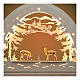 Christmas arch with roebucks, bicoloured patinated wood, Val Gardena, 20x16 cm, LED lights s2