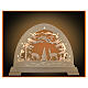 Christmas arch with roebucks and tree, LED lights, natural wood of Val Gardena, 20x16 cm s1