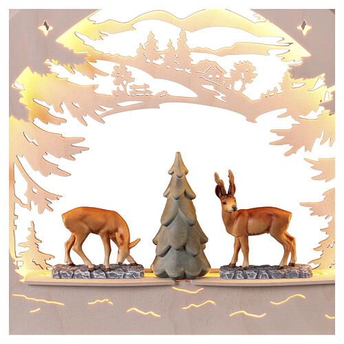 Arc de Noël coloré chevreuils et arbre 50x40 cm LED bois Val Gardena 4