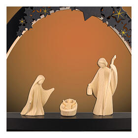 Christmas arch with stars, Aram Nativity Scene with angel, Val Gardena natural wood, 16 in, LED lights