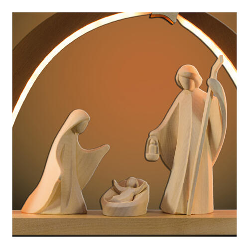 Christmas arch of natural wood, Val Gardena Nativity Scene of 7 in 2