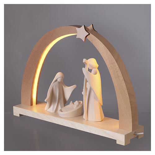 Łuk bożonarodzeniowy drewno Valgardena naturalne, Narodziny Pańskie, h szopka 18 cm 3