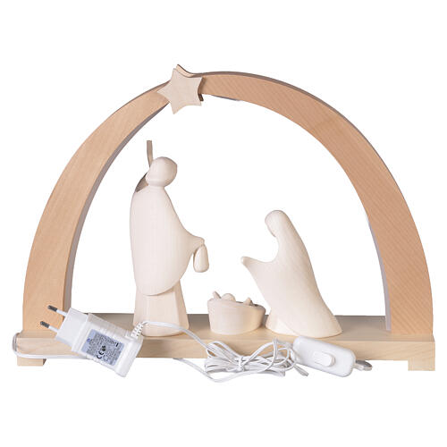 Łuk bożonarodzeniowy drewno Valgardena naturalne, Narodziny Pańskie, h szopka 18 cm 5