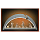 White Christmas arch with Aram Nativity Scene, 8 figurines of Val Gardena natural wood, LED lights s1