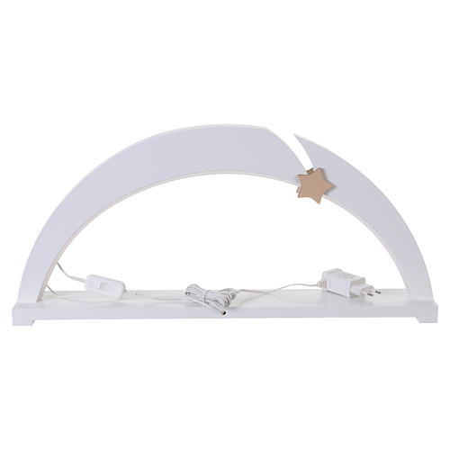 Arco Natal branco 8 figuras presépio Aram madeira Val Gardena natural LED 6