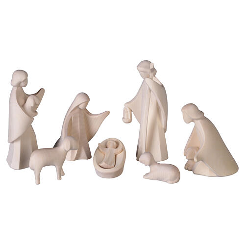 White Christmas arch with 8 Aram nativity scene statues in natural Valgardena wood LED 4