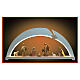 LED white Christmas arch with colored wood nativity figures 8 pcs Aram Val Gardena  s1
