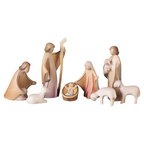 Arco di Natale colorato 9 figure presepe Aram legno Val Gardena 5