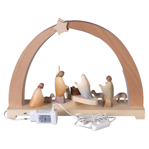 Arco di Natale colorato 9 figure presepe Aram legno Val Gardena 6