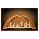 Christmas arch with 12 figurines of natural wood, Aram Nativity Scene from Val Gardena, LED lights s1