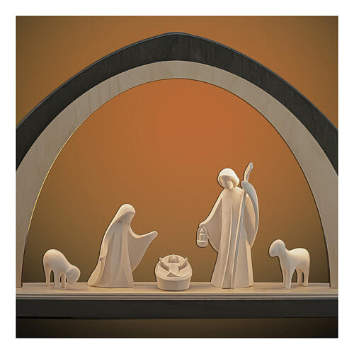 Arco natalizio LED sacra Famiglia Aram legno naturale Valgardena 2