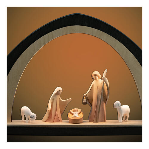 Painted Christmas arch with LED lights, Aram Nativity Scene, Val Gardena wood 2