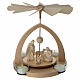 Piramide natalizia Sacra Famiglia Kaledos legno naturale Val Gardena 25x20 cm s1