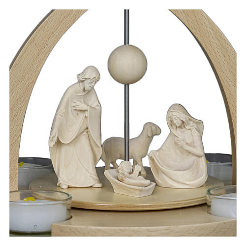 Christmas pyramid Holy Family Kaledos natural wood Val Gardena 25x20 cm 2