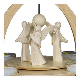 Christmas pyramid with 3 angels, Aram collection, Val Gardena natural wood