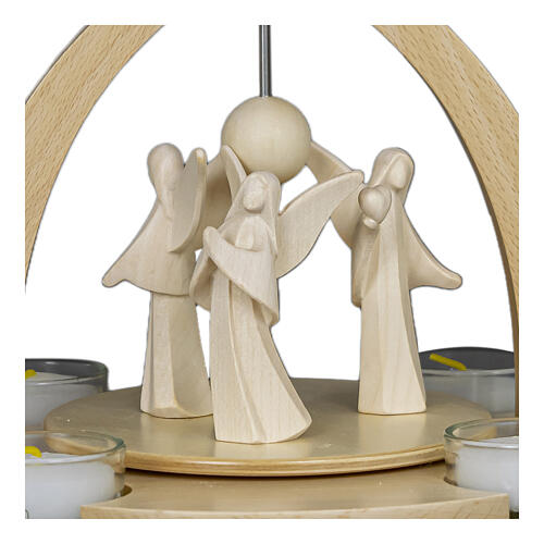 Christmas pyramid with 3 angels, Aram collection, Val Gardena natural wood 2