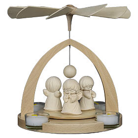 Christmas pyramid with angels, Luna collection, Val Gardena natural wood