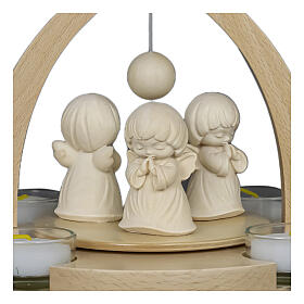 Christmas pyramid with angels, Luna collection, Val Gardena natural wood