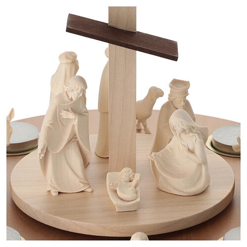 Pirámide de Navidad belén 14 piezas madera natural Val Gardena 30x30 cm 3