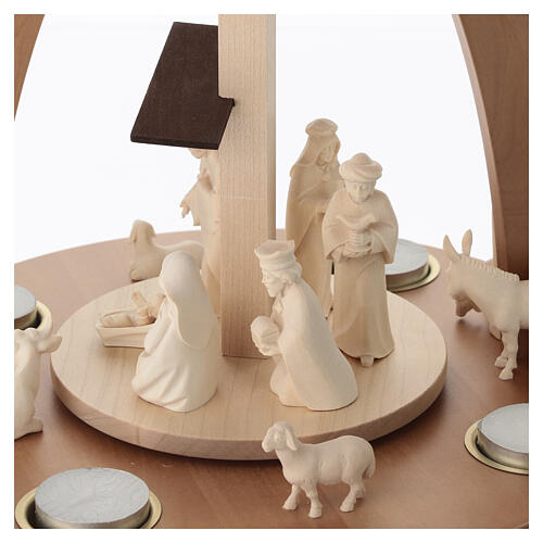 Pirámide de Navidad belén 14 piezas madera natural Val Gardena 30x30 cm 6