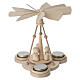 Val Gardena natural maple wood Christmas pyramid with 3 Luna angels 20x15 cm s1