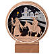 Joseph and Mary on donkey decoration LED warm white wood 20 cm s1