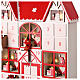 Advent calendar, red and white house with Santa, LED lights, 14x12x2 in s4