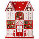 Calendario Adviento casa Papá Noel rojo blanco LED 35x30x5 cm s1